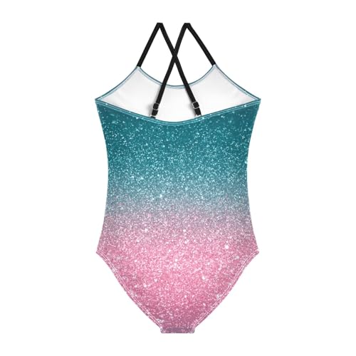 Bolaz Girls Swimsuits One-Piece Bathing Suits Multicolor Kids Summer Beach Swimwear for 3-10 Years Old-Blue Pink Sequin2