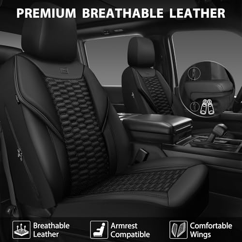 Image of CAR PASS 3D Foam PU Leather Car Seat Covers Full Set,Luxury Breathable Faux Leather Seat Covers for Car,Anti Slip Universal Fit for SUVs Vans Sedan Truck Automotive,Armrest Airbag Compatible All Black
