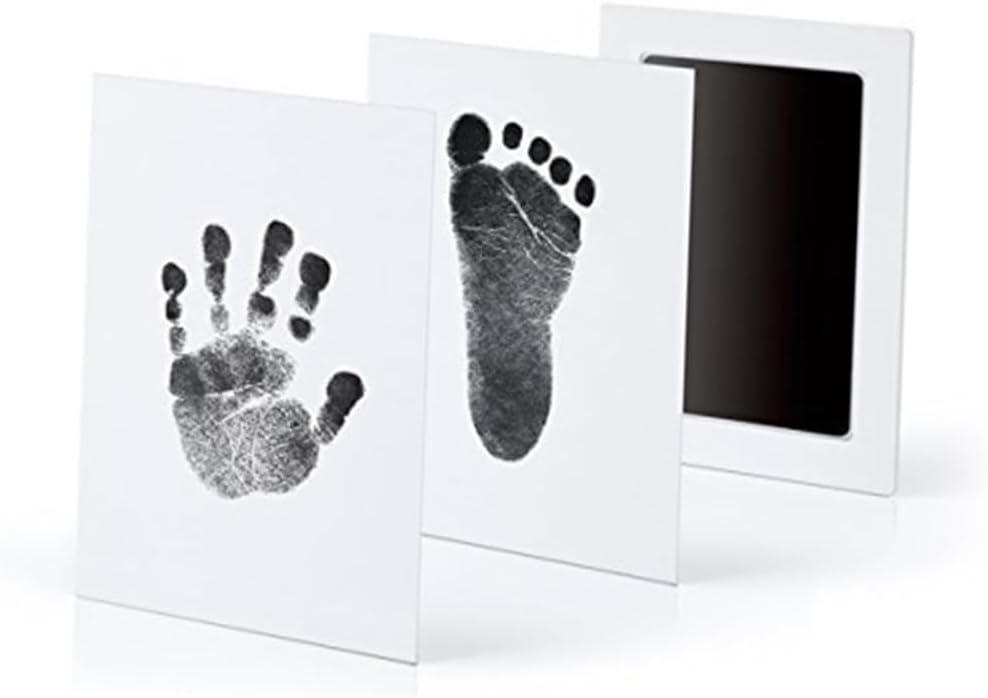 Kisangel Custom Wooden Photo Frame for Baby's Handprint and Footprint Twin Baby Shower Ink Pad Kit