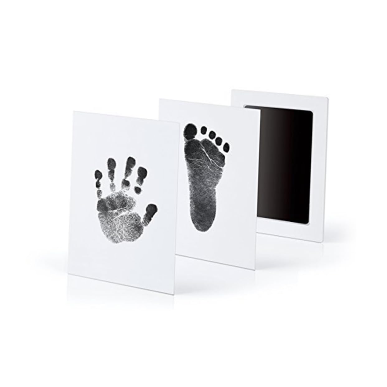 Totority Baby Handprint and Footprint Kit 2 Imprint Cards Non-smear Ink Pad Wooden Photo Frame Baby Shower