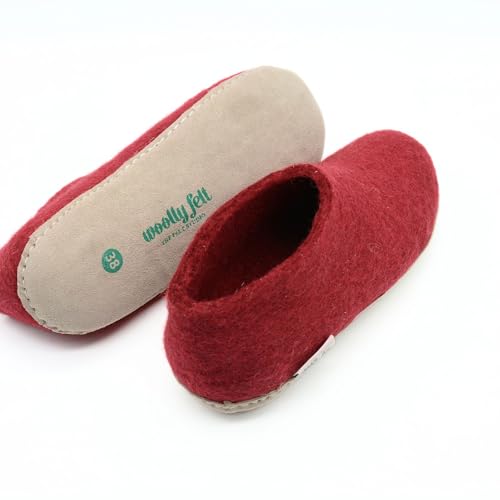 Maroon Wool Shoes, Handmade, Natural Indoor Shoes, Soft And Cozy2