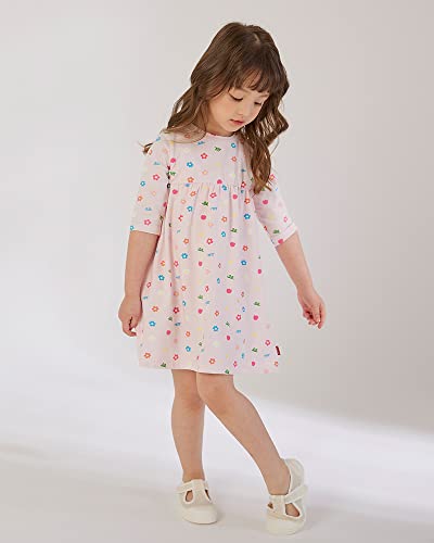 Ozkiz Toddler Girl Pink Flower Long Sleeve Casual Dress Girls Dresses3