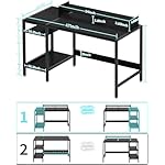 Computer Desk - 47” Gaming Desk, Home Office Desk with Storage, Small Table with Monitor Stand, Storage Space-Savor, Modern Table, Black - Image 3