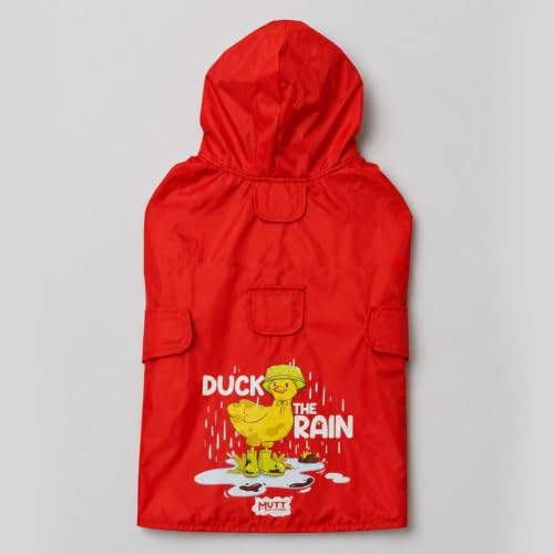 Image of Mutt of Course Waterproof Dog Raincoat with Hood & Mesh Lining | Collar & Harness Leash Opening | Duck Rain Red (s)