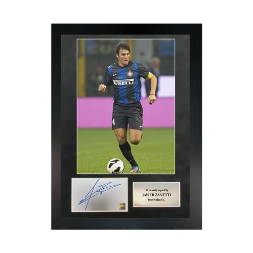 Cadre photo Javier Zanetti dédicacé pour décoration salon de foot