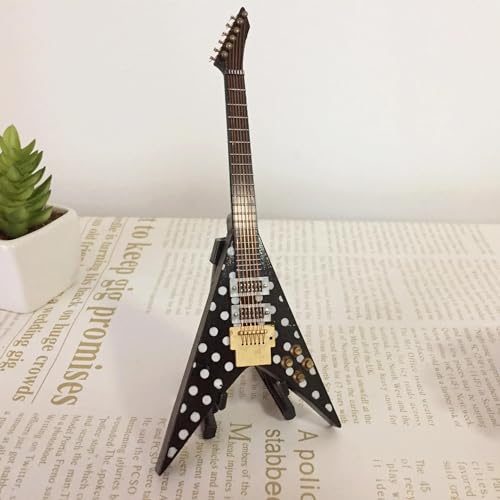 ミニチュア木製アコースティックエレクトリックギター、ポータブルミニチュア楽器、ミニアンチトゥルーかわいい装飾工芸品、DIYホームデコレーション(3)