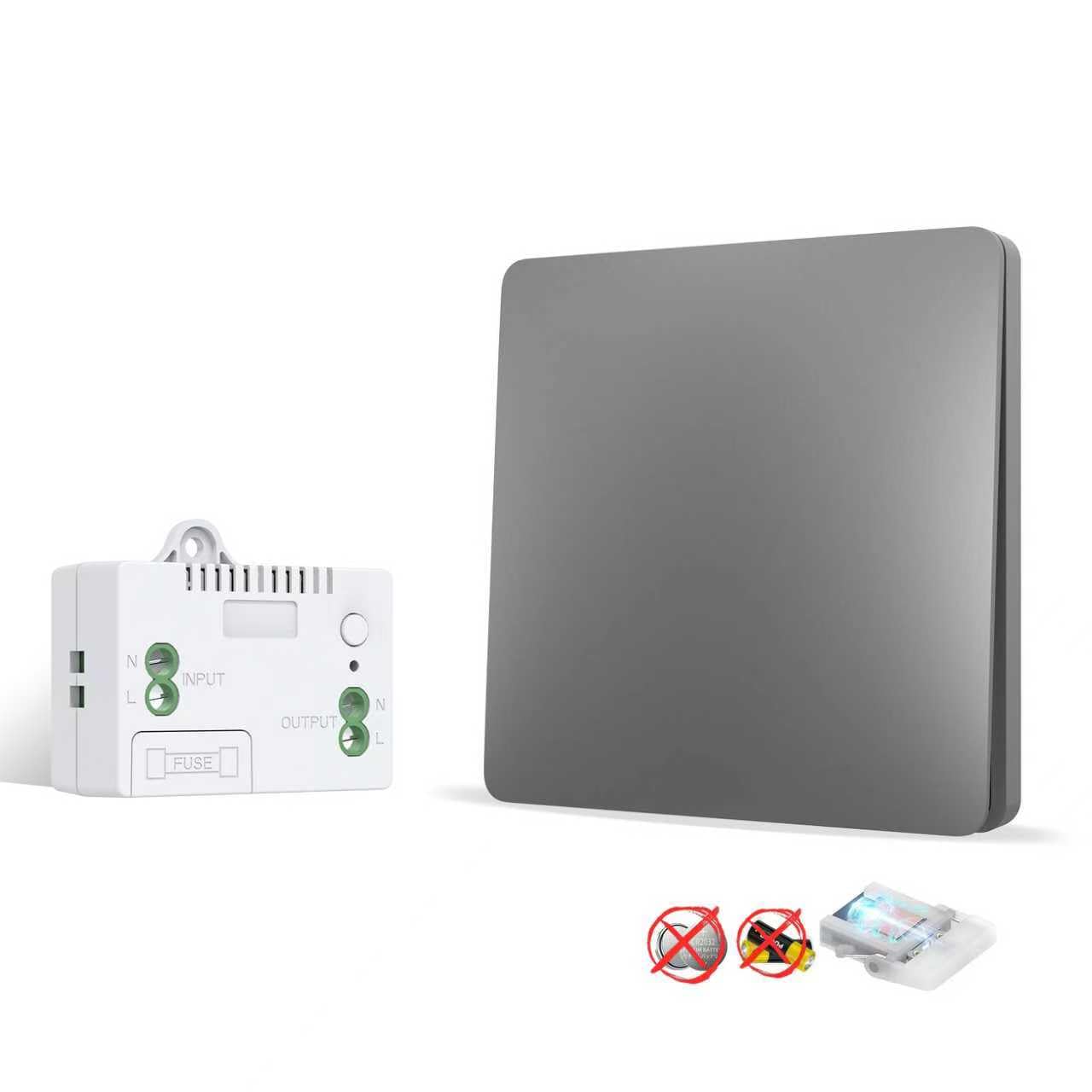 ZLinkStar Kinetic Wireless Switch Kit, Self Powered Wireless Switches for Light,IP66 Waterproof No Wiring Wireless Remote RF Wall switch Lighting Fixtures Battery Free(G1V1)