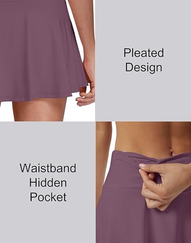 Image of Women's High Waist Pleated Tennis Skirt with 4 Pockets Lightweight Athletic Golf Skorts Skirts for Running Workout