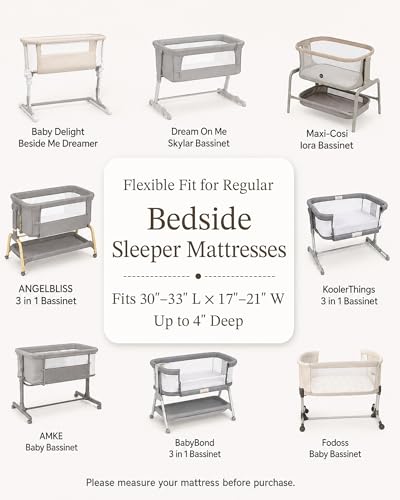 Image of Bedside Bassinet Sheets 2 Pack, 33 x 20 Fitted Bedside Sleeper Sheets, Ultra Soft Breathable Polyester, Ideal for Baby Girl or Boy and Newborns (Cottage Cow, Bedside Sleeper Sheet)