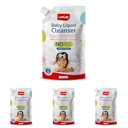 Image of LuvLap Baby Liquid Cleanser Refill pack- 1000ml, For cleaning feeding bottle, cutlery, toys, fruits & vegetables, Kills 99.9% Germs, pH Balanced Dermatologically tested formula, No harsh chemicals