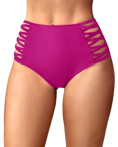 Image of Holipick Women High Waisted Bikini Bottoms Tummy Control Swimsuit Bottoms Strappy Swim Bottom