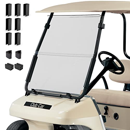 Clear Golf Windshield Compatible with 2000-Up DS Club Car Impact Resistant Golf Cart DS Model Smoke Style Fold Down Windshield