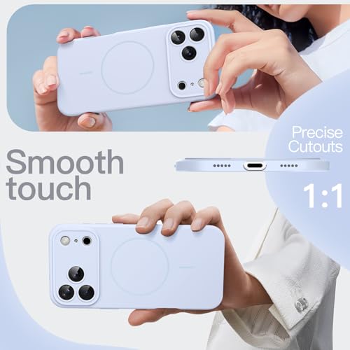 Image of JETech Magnetic Silicone Case for iPhone 17 Pro, Mist Blue | Compatible with MagSafe, Silky Soft Touch, Full Camera Lens Protection, Shock Absorbing Phone Cover
