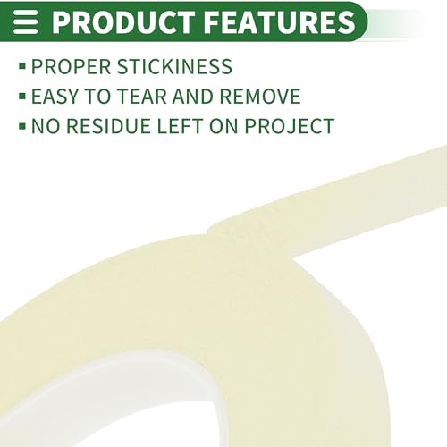 Image of Motoforti Universal Painters Tape Masking Master Tape 0.15cm /0.3cm /0.6cm /1.2cm /1.9cm x 55m Easy Removal Crepe Paper White 5 Pcs