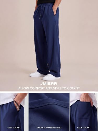Image of JMIERR Men's Casual Baggy Pants Lightweight Wide Leg Lounge Travel Pants Streetwear with Pockets