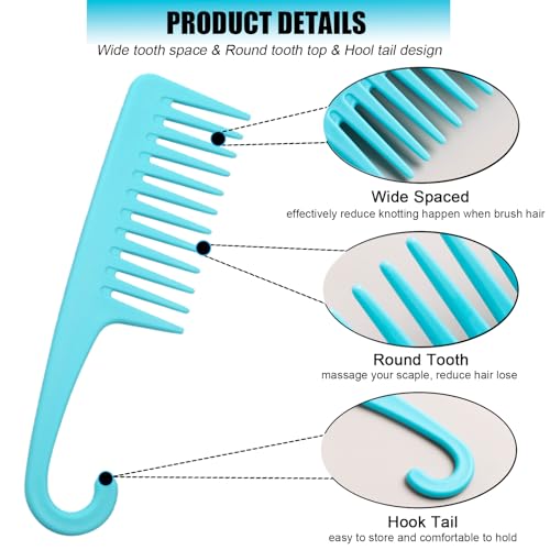 Smaringrobot WIDETOOTHHAIRBRUSH1 2Pcs Premium Wide Tooth Comb, Shower Combs For Wet Curly Hair, Large Detangling Comb With Hook For Curls, Wigs, Detangler Hair Brush With Handgrip For Knotting Wavy thumb #2