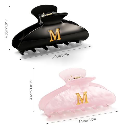 Image of CWJCYTNSN 2 PCS Hair Claw Clips for Women Non-slip Black Pink Claw Clips for Thick Thin Hair Stylish M Hair Clips Elegant Hair Accessory Girls