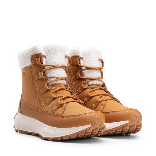 NORTIV 8 Women's Winter Boots Ankle Waterproof Lightweight Snow Sneaker Boots,Size 8.5,TAN,SNSB241W