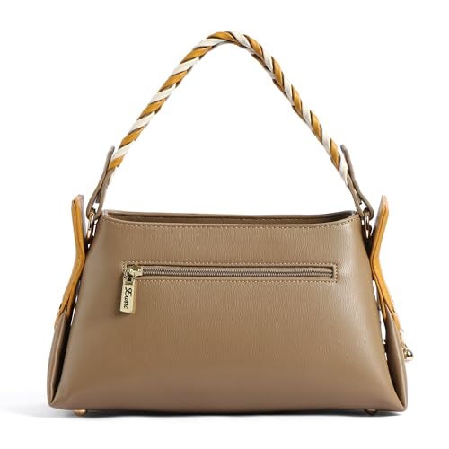 Image of EXOTIC Noire Twist Structured Handbag with Braided Handle & Multi-Compartment Design