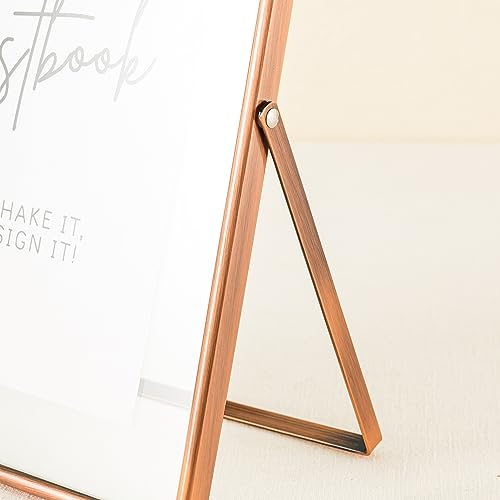 Image of Calculs 5-Pack Photo Guest Book Sign, 8x10 Copper Floating Picture Frame | Double glass metal frame, fits 6x8 insert, photo guest book station, reusable tabletop frame for signs and photos