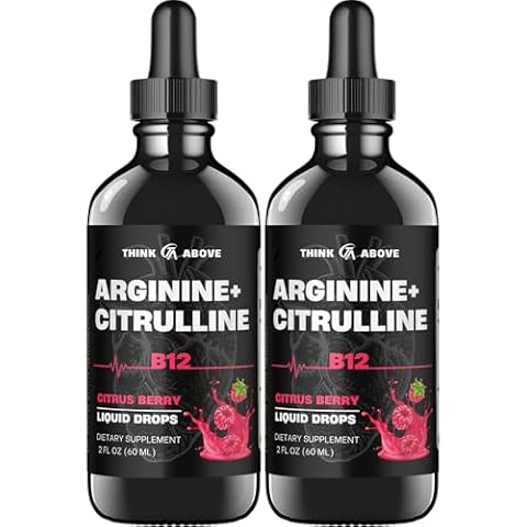Think Above L-Arginine + L-Citrulline + B12 Liquid Drops, Citrus Berry Flavor, 2 fl oz, Pack of 2 Cover