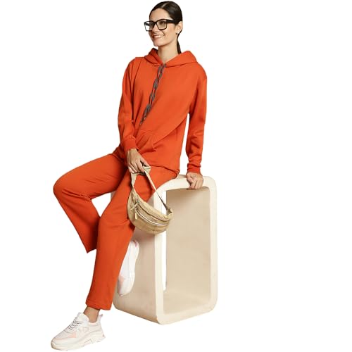Image of Mack Jonney Solid Hooded Cotton Fleece tracksuit Co-Ord Set for Women-MACK32729
