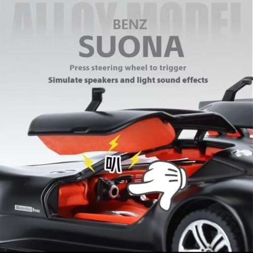 Image of Scale 1:24 Marcdes Vision AMG GT Future Alloy Diecast Pullback Metal Car Toy with Sound Light & Opening Doors - Best Gift Toy for Kids (1:24 Mercdes Vision AMG GT Future - Black)