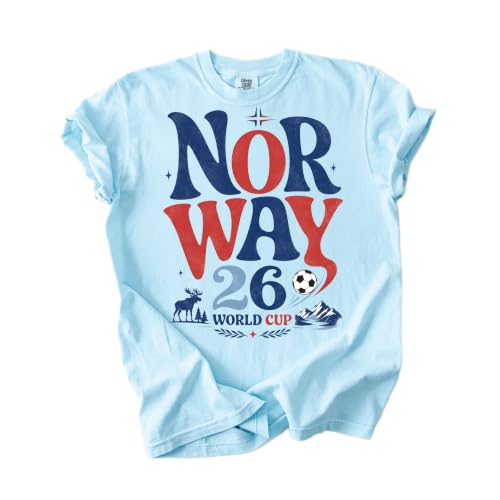 DAYLEA Norway World 2026 Cup Soccer Fan T-Shirt Retro Norwegian Football Supporter Graphic Tee Chambray