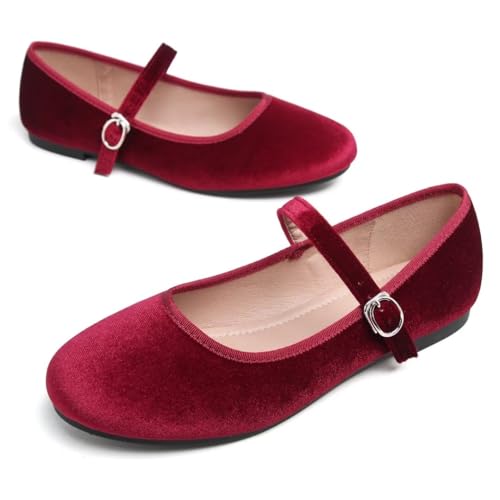 Image of TN TANGNEST Women's Velvet Flats Round Toe Ballet Shoes | Elegant Bowknot Flats Comfortable Casual Slip On Flats for Work