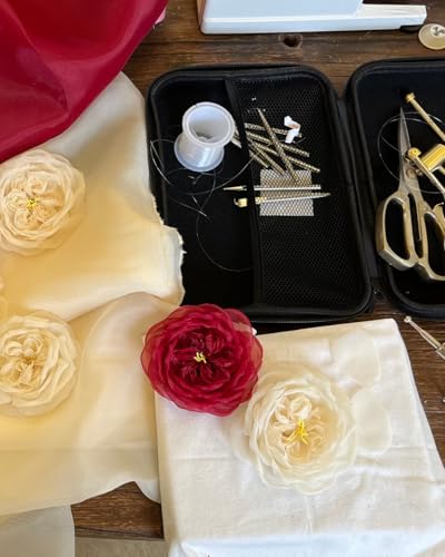 Image of Handcrafted Silk Rose Brooch, Claire Austin English Rose Inspired, Organza flower brooch, Handmade Flower pin