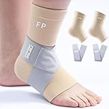 FvaPemm Copper Ankle Brace for Women Men 2 Pack Ankle Compression Sleeve Support for Sprained Ankle, Plantar Fasciitis Relief & Achilles Tendonitis Brace, Sports, Running, Nude, XL