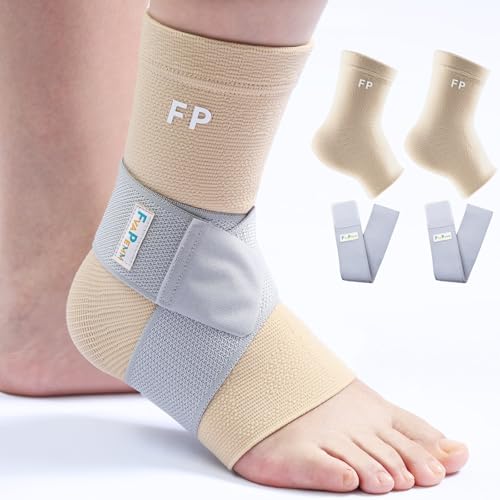 FvaPemm Copper Ankle Brace for Women Men 2 Pack Ankle Compression Sleeve Support for Sprained Ankle, Plantar Fasciitis Relief & Achilles Tendonitis Brace, Sports, Running, Nude, S FvaPemm Copper Ankle Brace for Women Men 2 Pack Ankle Compression Sleeve Support for Sprained Ankle, Plantar Fasciitis Relief & Achilles Tendonitis Brace, Sports, Running, Nude, S