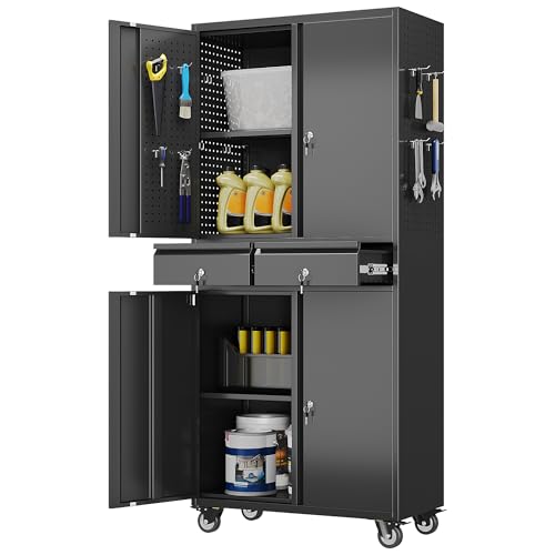Image of Aobabo Metal Garage Storage Cabinet, 71 inchx30 inch Lockable Rolling Tool Cabinet