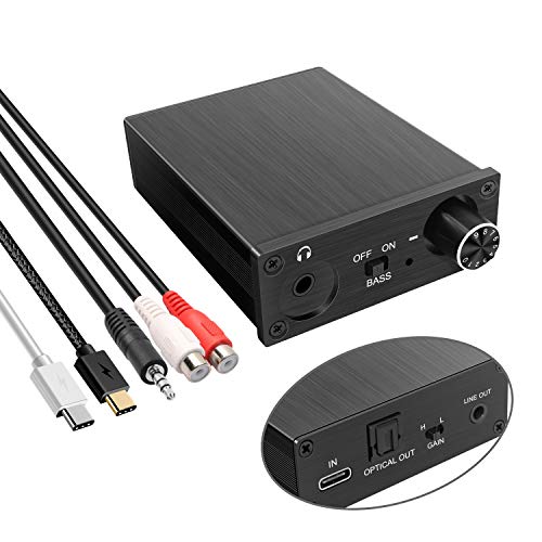 USB DAC Audio Headphone Amplifier, Audio DAC Converter with Type-C USB Input 3.5mm