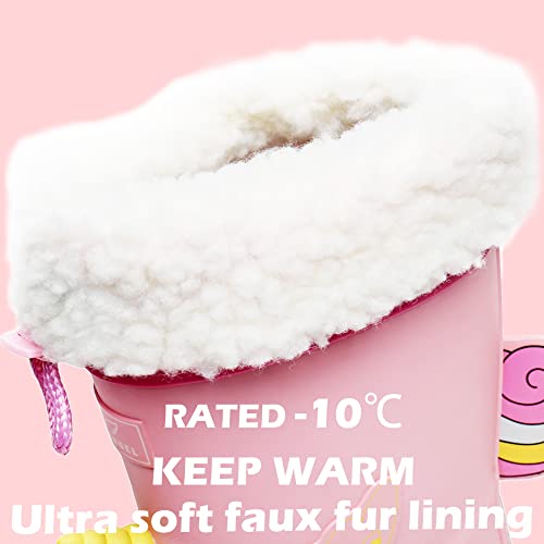 RAINANGEL Kids Rain Boots for Girls and Boys with Fur Lining, Waterproof Warm Winter Rubber Rain and Snow Boots-with Fun Printed & Colors for Toddlers and Kids3