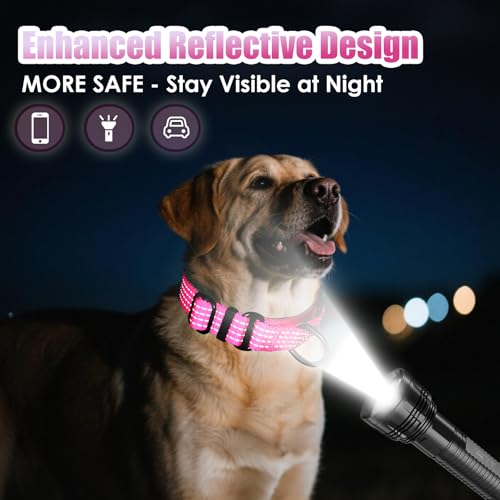 Image of Martingale Dog Collar, Reflective No Pull with Buckle, Pink, S | Escape Proof without choking ,Training Collar with Quick Release Buckle, Adjustable Heavy Duty Nylon collars for S M L Dogs