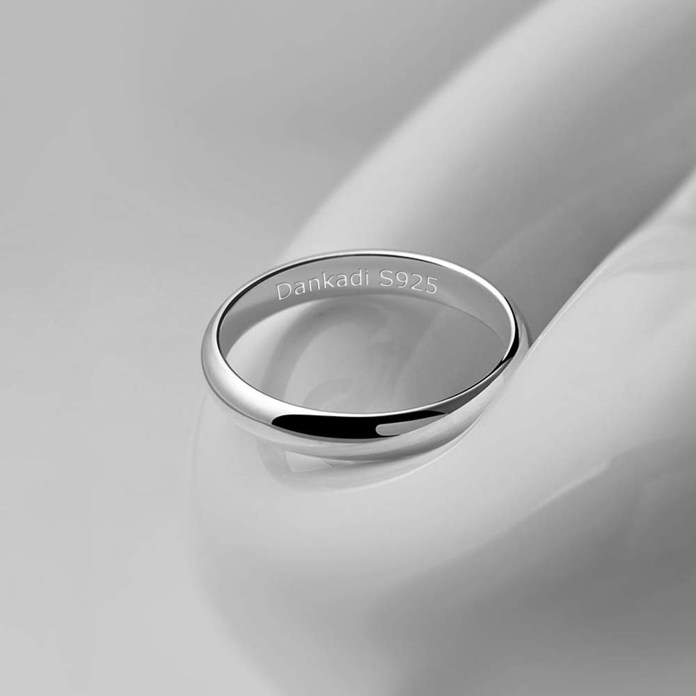 Dankadi Anello/fede nuziale, in argento 925 placcato oro, da 3,5 mm, semplice e liscio, per coppia sposata, donne, uomini, amici e amiche, regalo per matrimoni, misure 44-70 mm