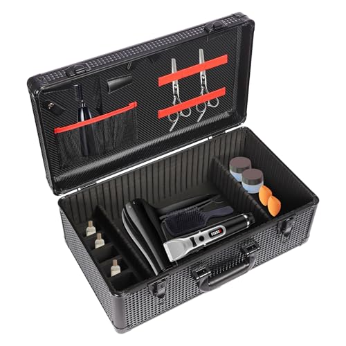 バーバーアクセサリーケース、ロック付きプロフェッショナルバーバーケース、バリカンと用品用バーバーケース、ヘアスタイリストペットグルーマー用ヘアドレッシングツール収納ケース