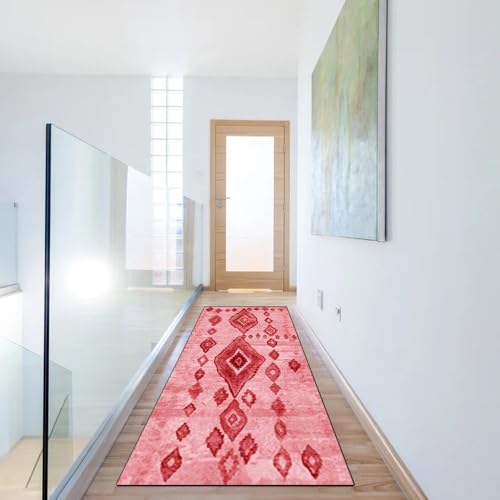 Alfombra de pasillo roja antideslizante de 80 x 150 cm lavable para hogar 6