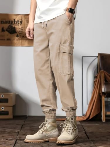 Image of Leriya Fashion Men's Cargo Pants | 6 Pocket Cotton Cargo Joggers for Men | Loose Fit Stylish Pant with Pockets | Casual Baggy Trousers & Streetwear Lower