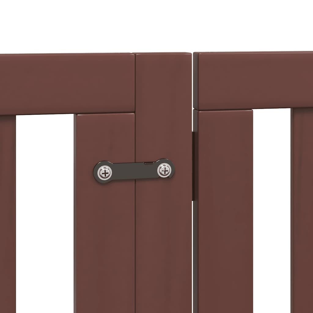 vidaXL Puerta de Perros Plegable 15 Paneles Madera álamo marrón 750 cm, Puerta para Mascotas, Puerta de Seguridad para Perros, Puerta para Perros de Seguridad