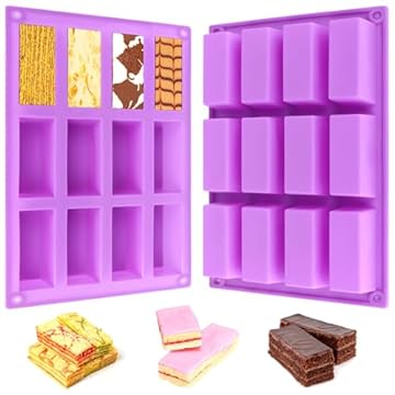 2 Pezzi Stampi in Silicone Rettangolare Stampo Barrette Silicone Stampi per Barrette con 8 Cavità Antiaderente per Barrette Cereali Barrette Energetiche Cioccolato Torte Pane Sapone