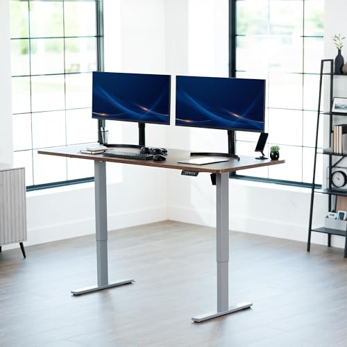 Image of VIVO Electric 71 x 30 in Rustic Standing Desk, Memory Height Adjustment, 1B Series, Holds 220 lbs, Vintage Brown Top Gray Frame, DESK-KIT-1G7N