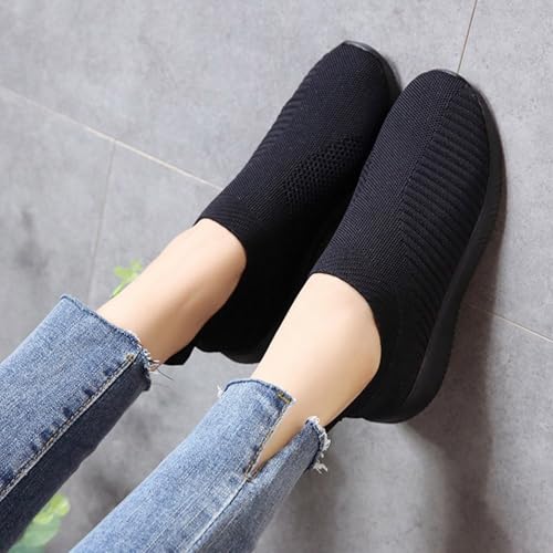 Women's Athletic Walking Shoes Slip On Casual Knit Mesh Breathable Comfortable Tennis Workout Sock Sneakers Non-Slip Work Jogging Fitness Road Running Lightweight Sport Fashion Sneaker2