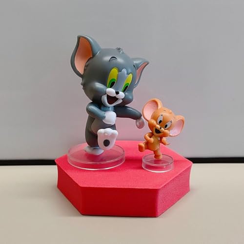 Image of Gifts - Tom & Jerry - Set of 6 Figures - Action Figure | Best Animated Most Loved Cartoon | 6.5cm | Cat & Mouse Partners | Cake Toppers | Room Garden | Red Base not Included