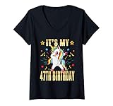 Photo Gallery donna it s my 47th birthday - 47th birthday unicorn dab party gift maglietta con collo a v Photo Gallery donna it s my 47th birthday - 47th birthday unicorn dab party gift maglietta con collo a v