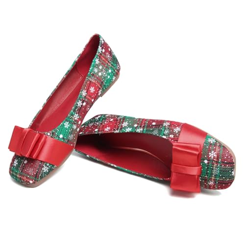 Image of ChaiRong Zhou Women Square Toe Ballets Flats Comfort Slip On Walking Shoes for Driving