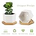 OAMCEG Succulent Pots-4 inch Pots for Plants,4 Pack Small Ceramic Plant Pots,White Succulent Planter with Bamboo Tray- Plants Not Included