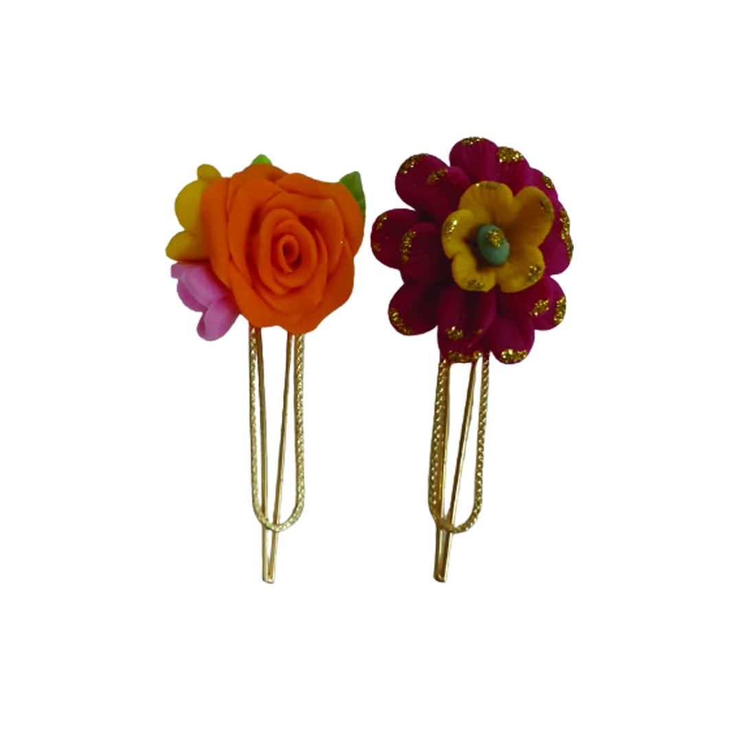 YOU & YOURS Saree Pin Handmade Artificial flowers Jewelry ( Combo of 2 ) For Women