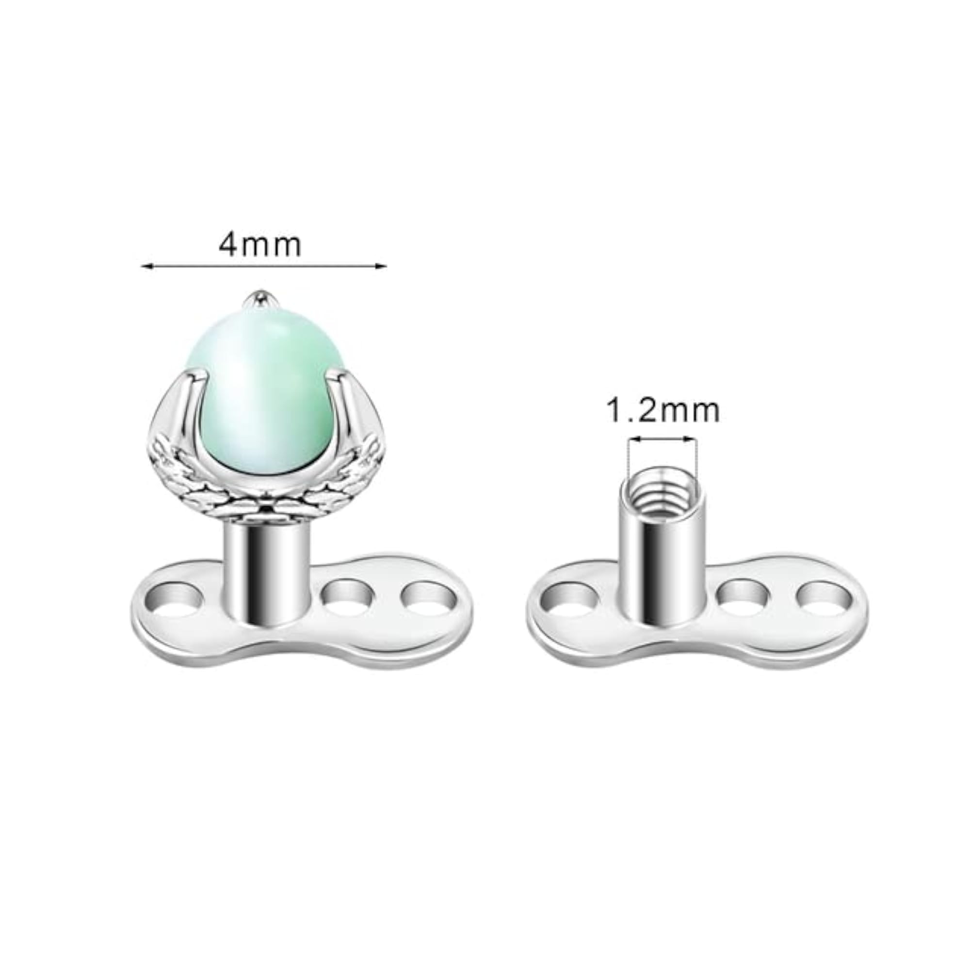 Silver Color Eagle Claw Dermal Piercing Tops and Bases, Stainless Steel